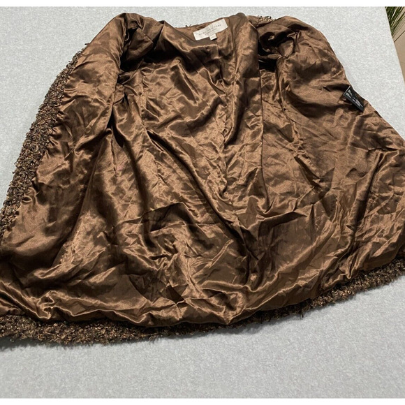 Marc New York Andrew Marc Curly Lamb Coat L Fuzzy Brown Shearling Cozy Soft - Picture 3 of 10